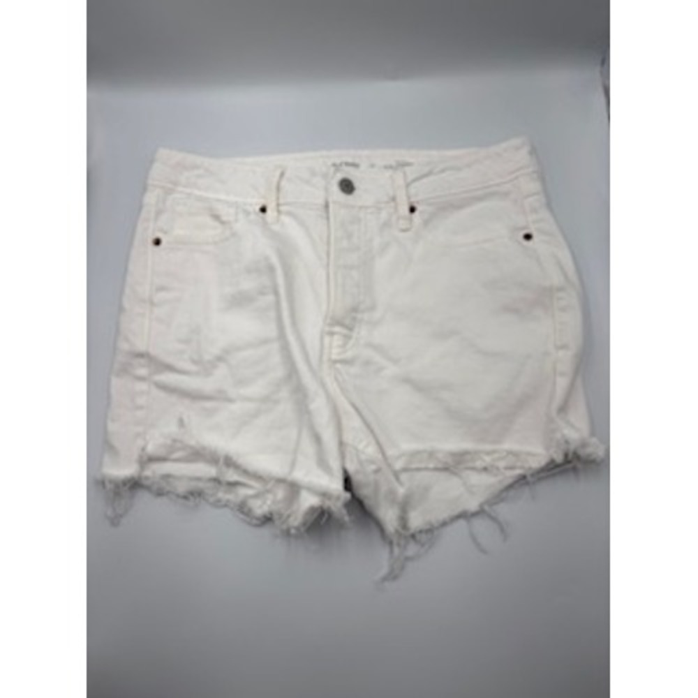 Old Navy OG Straight Shorts White High Rise Button Fly Raw Hem Summer Boho 10